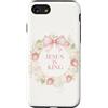Faith & Purpose Christian Collective Custodia per iPhone SE (2020) / 7/8 Ghirlanda floreale con scritta Jesus Is King Christian Faith, fragola