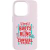 Western Cowgirl Bling Co Custodia per iPhone 14 Pro Stivali divertenti e Bling Its A Cowgirl Thing Pink Bow Design