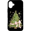 Coquette Bow Aesthetic Christmas Graphic Custodia per iPhone 16 Plus Rosa Nastro Albero Di Natale Coquette Estetica Vacanze Ragazze