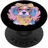 Kawaii Creature Lover Whimsical Portrait Carino Mostro Fantasy Personaggio Ritratto Grafico Blu PopSockets PopGrip Adesivo