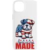 Red White Legacy Co.USA Custodia per iPhone 14 Plus Bulldog americano - Cane patriottico USA del Giorno dell'Indipendenza