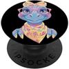 Kawaii Girly Dino Character Graphics Bow Blu Dinosauro Floreale Ritratto Grafico Rosa Occhiali PopSockets PopGrip Adesivo