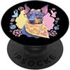 Stylized Canine Character Face Graphics Blue Doberman - Occhiali rosa con ritratto floreale per amanti dei cani PopSockets PopGrip Adesivo