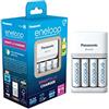 eneloop Caricabatterie SmartPlus per Batterie AA/AAA Ni-MH, Include 4 Batterie AA 2000mAh, Ricarica Rapida 1,5 Ore, con LED e 10 Funzioni di Sicurezza