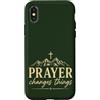 Faith Revival Studio Custodia per iPhone X/XS La preghiera cambia le cose Fede cristiana Croce Montagne