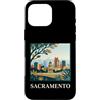Sacramento Travel Art Studio Custodia per iPhone 16 Pro Max Arte urbana retrò dello skyline del Campidoglio di Sacramento, California