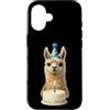 Funny Cute Birthday Boy Birthday Girl Ki Custodia per iPhone 16 Llama torta di compleanno cappello e candela celebrazione
