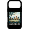 Sacramento Travel Art Studio Custodia per iPhone 17 Pro Max Arte urbana retrò dello skyline del Campidoglio di Sacramento, California