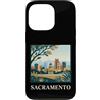Sacramento Travel Art Studio Custodia per iPhone 13 Pro Arte urbana retrò dello skyline del Campidoglio di Sacramento, California