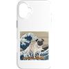 Pug Puppy Lover PS Custodia per iPhone 16 Plus Carlino giapponese Kanagawa Wave Surf amante dei cani
