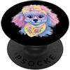 Kawaii Whimsical Pastel Puppy Face Graph Blue Poodle Portrait Dog Lover Graphic Occhiali Rosa Giallo PopSockets PopGrip Adesivo