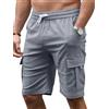 Tolaler Pantaloncini Cargo Uomo Estivi Pantaloni Corti Casual Coulisse Bermuda Shorts Vita Elasticizzata con Tasche Grigio Scuro S