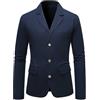 YOSUWOAI Sakko - Giacca da uomo in cotone e lino, tinta unita, con 3 bottoni, formale, slim fit, per feste, appuntamenti, balli, matrimoni, O blu navy, 3XL