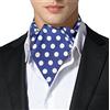 Remo Sartori - Foulard Uomo Ascot Doppia Pala in Seta Blu con Maxi Pois, Made in Italy, Uomo