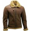 Shopoyn Giacca da uomo in pelle di pecora Shearling B3 Bomber Aviator Coat WW2, Brownn, XL