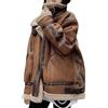 MODSGUE Cappotto da donna in camoscio con fodera Shearling Giacca lunga in pelle di pecora scamosciata leggero e confortevole trench in camoscio, marrone, L
