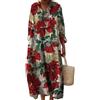 Namufeitrade per Donna Vintage Estate Gonna Midi Animali marini Fiori marini Piante Stampato in 3D Scollo a V Abiti a Maniche Lunghe Bohémien Resort Vacanza Abito Accappatoio