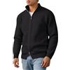 Générique Cardigan A Collo Alto E Doppia Cerniera Da Uomo Cardigan Giacca a Maglia Grande Maglia Con Collo Alto Casuale Apri Frontale Cerniera Gilet Autunno Inverno Caldo Maglioni, Nero , L