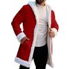 Generisch Cardigan natalizio da uomo in pile caldo felpa con cappuccio Xmas Hoodies cappotto termico invernale lavorato a maglia maglione festa trench coat con tasche costume di Natale per adulti, O rosso., M