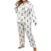 Generic Women's Heart Shaped Printed Long Sleeved Long Pants Sleepwear Plus Size Plus Two Piece Set 𝐏igiama Donna Cotone Lungo Lovable (Black, XXXXL)