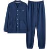 Cexiakong Pigiama da uomo, in pile, 2 pezzi, caldo, invernale, pigiameria, a maniche lunghe, top in due pezzi, confortevole per la casa, O blu scuro, 4XL