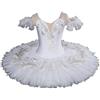KEMKEY Tutu di Danza Classica per Ragazze Costume da Lago dei cigni Costumi di Danza Competizione,Bianca,S
