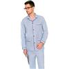 THEAILATI Pigiama Uomo Flanella Aperto avanti W-607 Diplomat-Blu Scuro-L