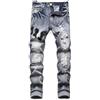 MILANG Y2K Jeans Uomo Strappati con Ricamo Pentagramma, Pantaloni in Denim Stretch Slim Fit, Streetwear Stile Y2k Pants Casual Versatile