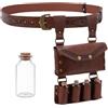 NBEADS Borsa Da Cintura In PU-Leather Medieval Alchemy con 4 marsupio In Sughero Fantasy Wizard Cintura con Rivetti Vichinghi, Marsupio Laterale per Ren Faire Cosplay Halloween, 26.5x17.5x5.7cm