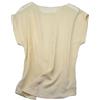 Hgvcfcv Camicetta da donna in seta con scollo rotondo a maniche corte Plus Size Top in raso da donna a maniche corte camicette di seta, Colore: giallo panna., L