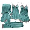 YIzdegg Set di 5 pigiami da notte per donna in raso, vestaglia in pizzo, vestaglia da donna, abito da notte, sexy, con scollo a V, da donna, per Natale, loungewear, verde, XL