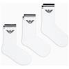 Emporio Armani CALZINI UOMO EAGLE SPUGNA CONFEZIONE 3 CALZINI CORTI BIANCO TU, bianco, Taglia unica
