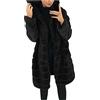 HHWY Faux Fur - Cappotto invernale da donna in pelliccia, con cappuccio, da donna, lungo, per attività all'aperto, in pile, a tinta unita, Nero , M