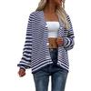 Generico Giacchetto Estivo Donna Cardigan Maglione con Scollo a V a Righe in Maglia con Bottoni alla Casual da Donna Maglioncini Cotone Donna (Blue, XL)