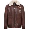 Infinity Leather Giacca da Uomo in Pelle di Vacchetta Bomber da Aviatore Marrone Air Force A2