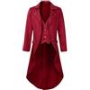 YOSUWOAI Steampunk Frack Cappotto da uomo medievale vittoriana giacca a vento gotico smoking rinascimentale vichingo costume lungo vintage carnevale cosplay giacca da festa blazer, O rosso., S