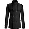 AOKODA Giacca Uomo Tinta Unita Doppiopetto Cappotto Media Lunghezza Uomo Colletto Stand-Up Stile British Urbano Casual Tweed Cappotto Uomo Temperamento Autunno Inverno Cappotto Uomo A-Black L