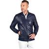 D'Arienzo Bomber in Pelle Blu Uomo Giacca Invernale Vera Pelle Made in Italy 106 48/Blu