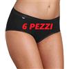 Sloggi 6 Slip Donna Basic Midi Medio Cotone Nero TG. 7