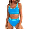 GRMLRPT Costume Piscina Stile Sportivo Bikini Due Pezzi Donna Con Scollo a U Regolabile Top Triangolo Vita Bassa (Blu-2, XL)