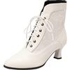 Generisch Stivaletti da donna invernali alla moda elegante pizzo cava punta comoda allacciatura anteriore, bianco, 38 EU