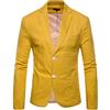 Dinnesis Giacca in cotone e lino, da uomo, vestibilità normale, con collo sciallato, con 2 bottoni, tinta unita, slim fit, sportiva, giacca da uomo, blazer per lavoro, matrimonio, feste, M-4XL, giallo., XXXL