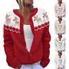 Generic HUIFUAO Cardigan Natalizio da Donna Carino Babbo Natale Stampa Maglione Natalizio Divertente Gatto Grafica Maglioni Natalizi Autunno e Inverno Manica Lunga Bottone Maglieria Cappotti, Z02 Rosa, S