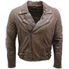 Infinity Leather Giacca da Motociclista da Uomo in Pelle Marrone Chiaro Trapuntata Brando retrò da Uomo S