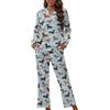 Showudesigns - Set pigiama da donna, biancheria da notte morbida, pigiama con bottoni a maniche lunghe, Cane, S