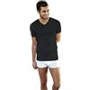 Nottingham 3 Pezzi Maglia Uomo Mezza Manica Scollo a V TV6103 in Cotone Jersey (Nero, 7/XXL)