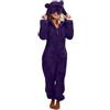 Vhersily Pagliaccetto in Peluche da Donna Pigiama Intero Invernale Pile di Corallo Tuta a Maniche Lunghe Tutina Cerniera Felpe con Cappuccio in Peluche Indumenti da Notte, Costume Carnevale Halloween