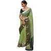 KULIA® Saree indiano con camicetta non cucita pezzo etnico Fire Weaving Organza verde Saree di design
