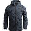 Generico Giacca Uomo Impermeabile Primaverile Autunno Giubbotto Casual Semplice Giacche,Giacca da Pioggia da Uomo con Cappuccio Fisso,Moda