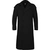 Generic Trench lungo oversize da uomo, cappotto invernale caldo con maniche lunghe stile militare giacca a lunghezza intera, doppiopetto, lungo, con tasche, soprabito tradizionale in loden, antivento, Nero